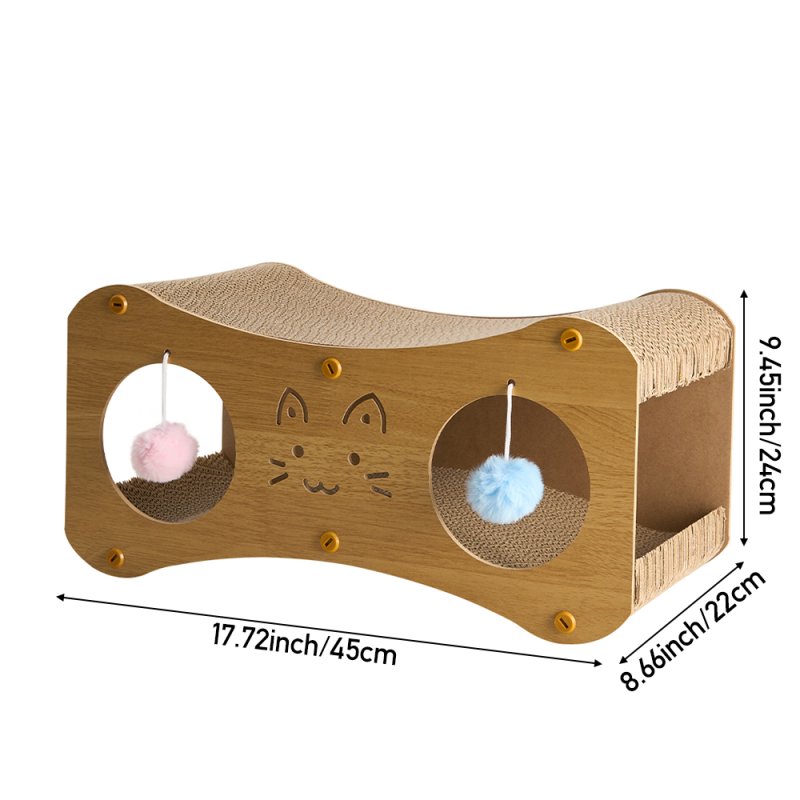 Living and Home Versatile Cat Scratching House with Interactive Toy Balls, 2-in-1 Cat Scratcher Tunnel Bed