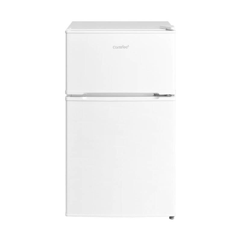 87L Under Counter Fridge Freezer with Removable Shelves, Adjustable Thermostat, Light, White