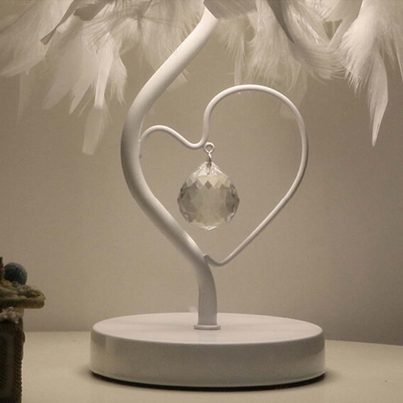 Living and Home Modern Feather Bedside Table Lamp with Metal Base