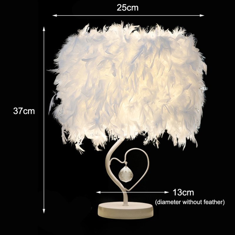 Living and Home Modern Feather Bedside Table Lamp with Metal Base