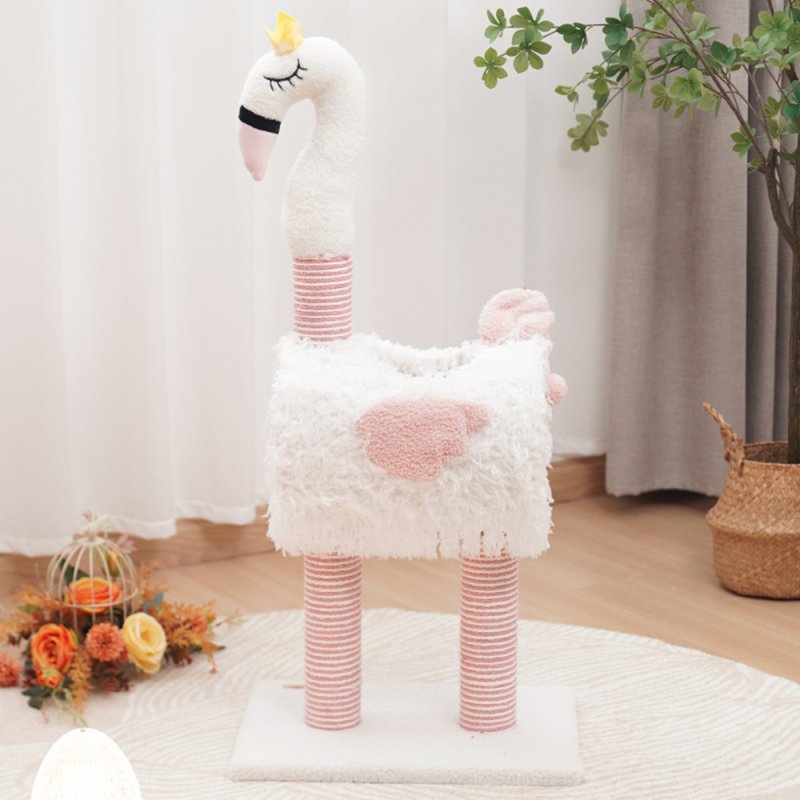 Living and Home Flamingo-Shaped Cat Scratching Board with Interactive Toy Ball, Cat Scratching Post