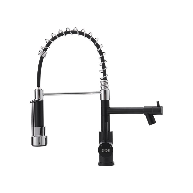Living and Home Stainless Steel Kitchen Faucet with Pull Down Spring Spout and Pot Filler
