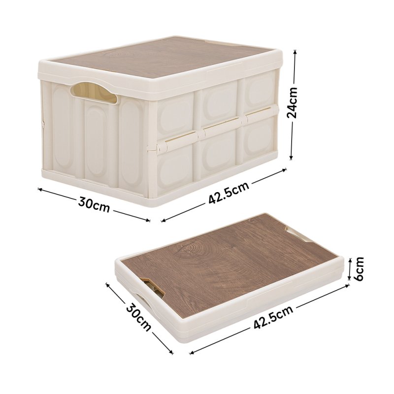 Living and Home 35L Collapsible Outdoor Camping Storage Box Folding Container with Sturdy Wooden Tabletop