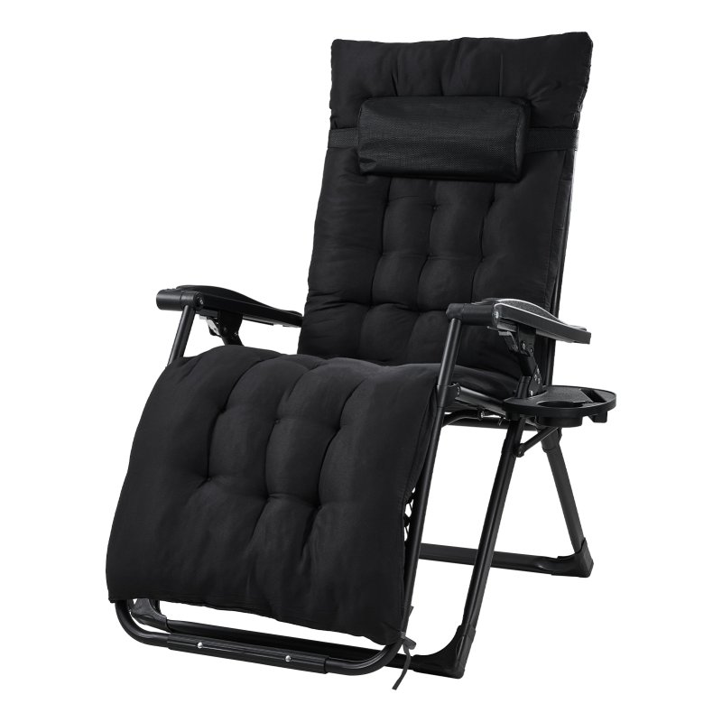 Living and Home Zero Gravity Outdoor Recliner with Seat Cushion & Headrest, Black