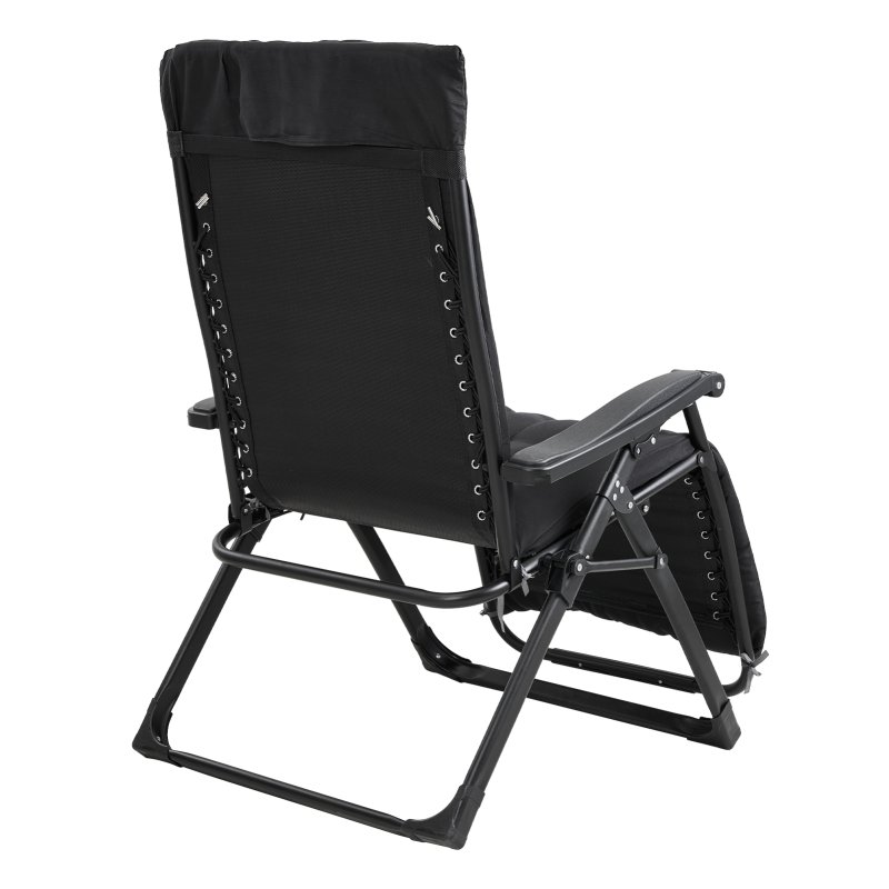 Living and Home Zero Gravity Outdoor Recliner with Seat Cushion & Headrest, Black