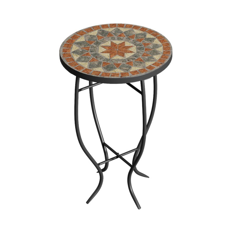 Living and Home Outdoor Mosaic Accent Side Table Plant Stand, 36cm Dia x 54cm H