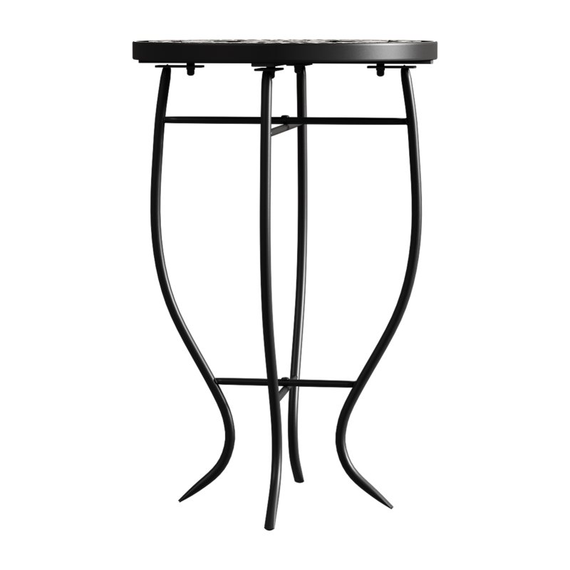 Living and Home Outdoor Mosaic Accent Side Table Round Plant Stand, 36cm Dia x 54cm H