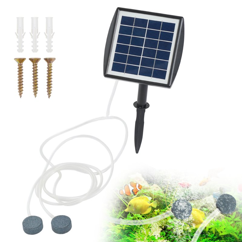 Living and Home Portable Solar Aerator with Dual Air Stones