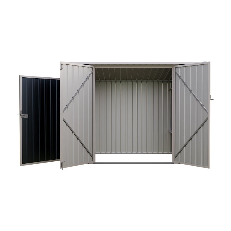 Living and Home 7.55x3.97ft Pent Roof Metal Storage Shed, Outdoor Garden Tool House with Lockable Double Doors & Adjustable Shelves, Anthracite & White
