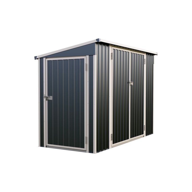 Living and Home 7.55x3.97ft Pent Roof Metal Storage Shed, Outdoor Garden Tool House with Lockable Double Doors & Adjustable Shelves, Anthracite & White