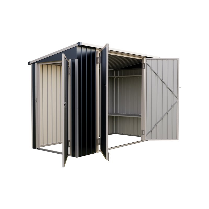 Living and Home 7.55x3.97ft Pent Roof Metal Storage Shed, Outdoor Garden Tool House with Lockable Double Doors & Adjustable Shelves, Anthracite & White
