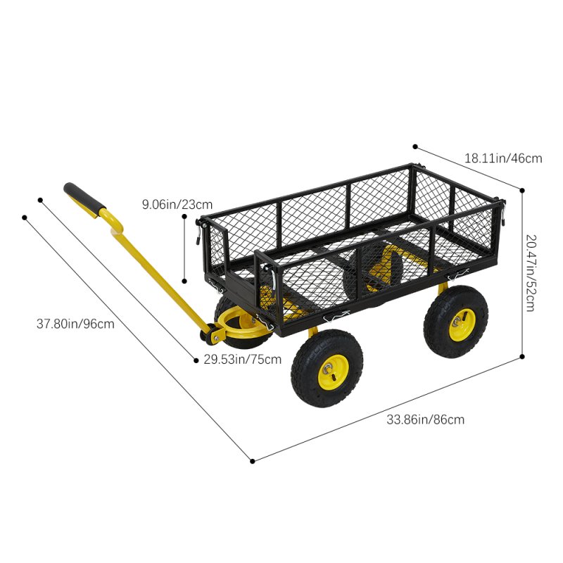 Living and Home Heavy Duty Garden Trolley Cart On Wheels