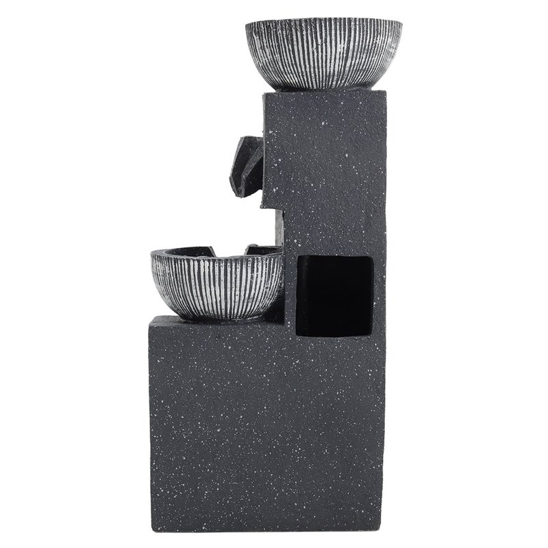 Living and Home Outdoor Solar Power Garden Water Feature Fountain Rockery Decor 4-Tier Bowls with LED Light