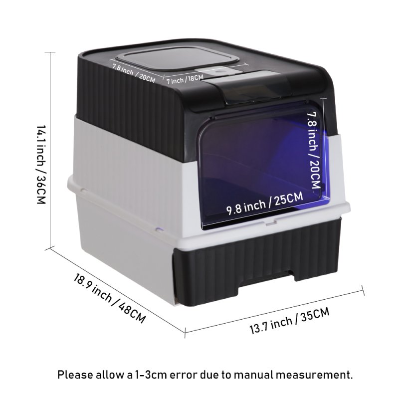 Living and Home Large Enclosed Cat Litter Box with Disinfection Light
