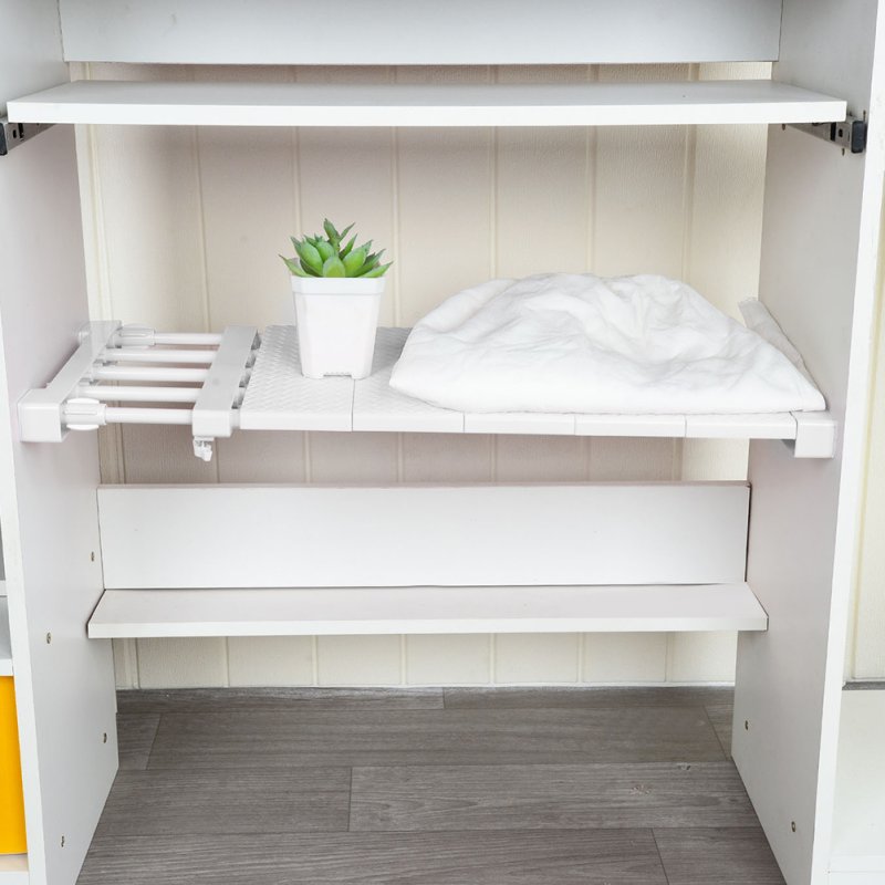 Living and Home White Expandable Closet Tension Shelf Rod and Storage Layer Dividers, 50 W x 25 D (cm)