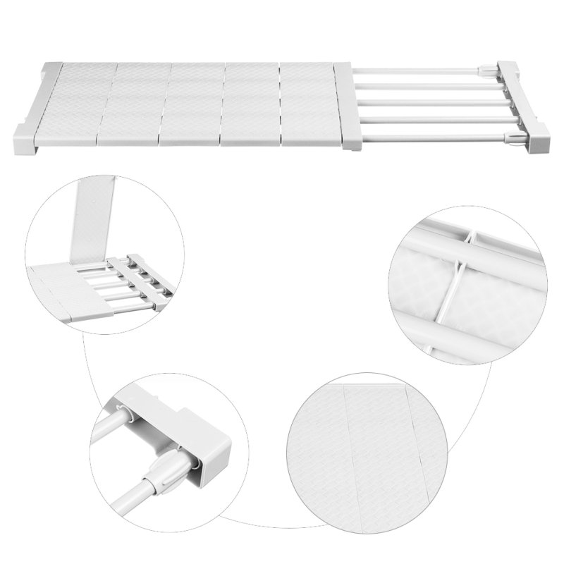 Living and Home White Expandable Closet Tension Shelf Rod and Storage Layer Dividers, 50 W x 25 D (cm)