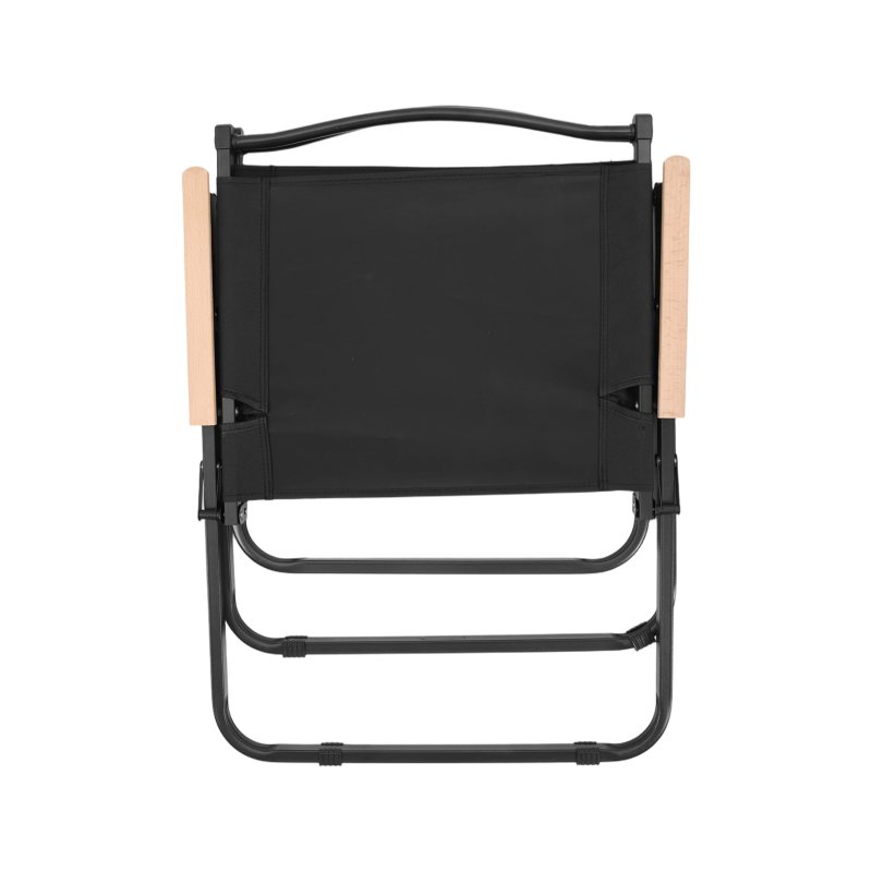 Living and Home 120cm X-Shaped Portable Folding Camping Table & Chair Set, 120cm Black Roll Top Table + 4 Folding Kermit Chairs with Wood Armrests, Outdoor Picnic Furniture with Carry Bags