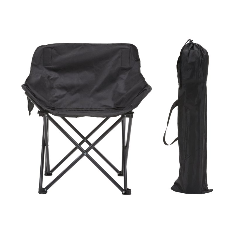 Living and Home 90cm X-Shaped Folding Camping Table & Chair Set, 90cm Black Roll Top Table + 4 Low-Back Moon Chairs, Portable Outdoor Picnic Furniture with Carry Bags