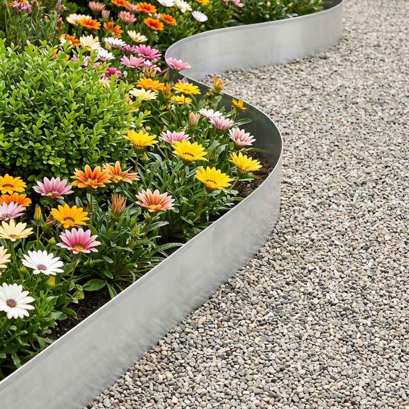 Living and Home Silver Metal Garden Edging, 5m L x 14cm H