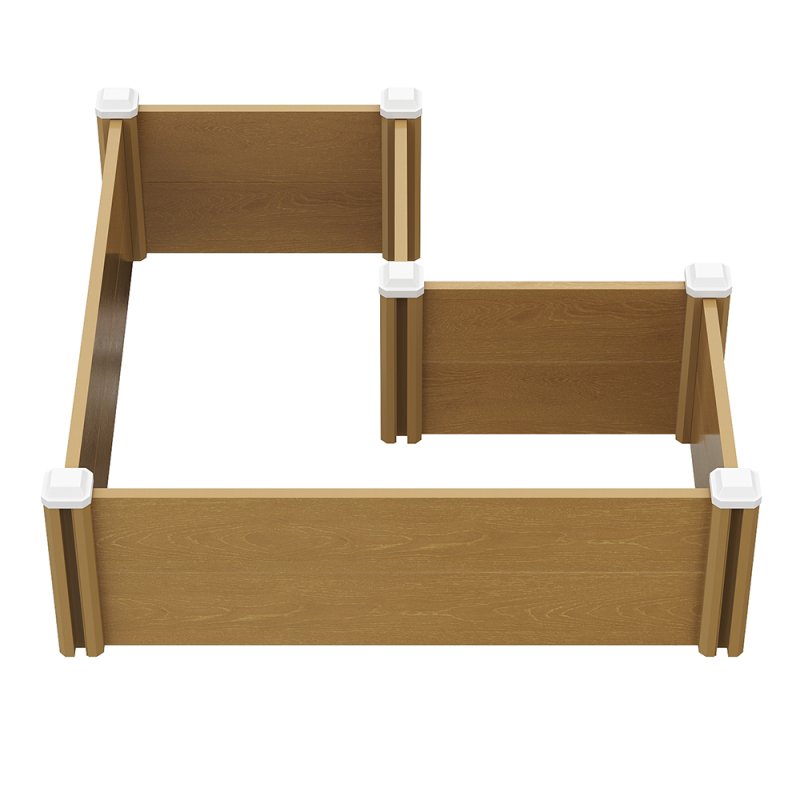 Living and Home L-Shaped Plastic Wood-Grain Raised Garden Bed Planter, 54cm (W) x 33cm (H)