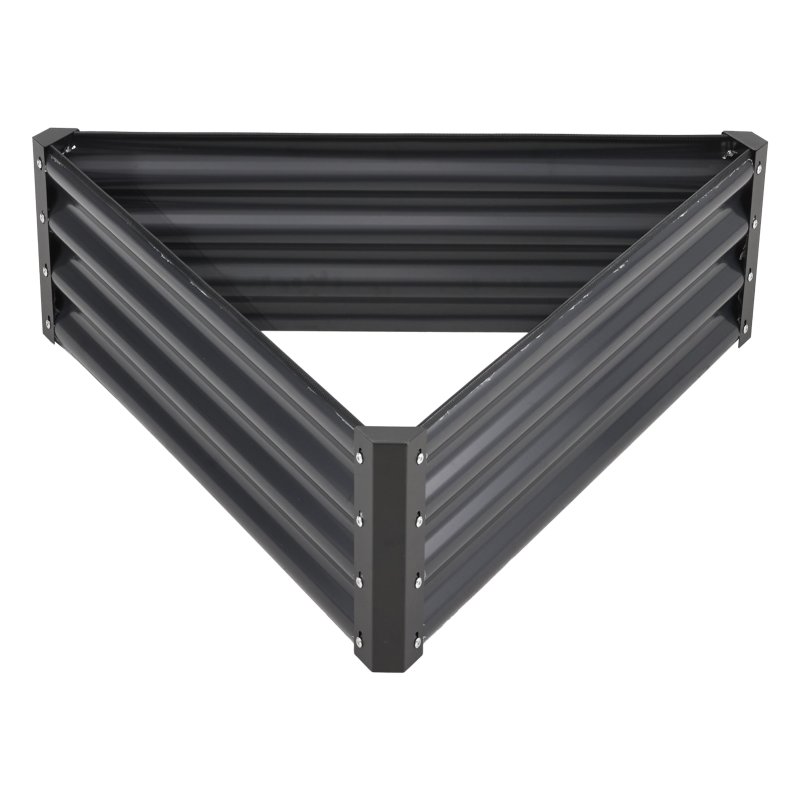 Living and Home Triangular Galvanised Steel Raised Garden Bed Dark Grey, 93.5cm W x 80cm D x 29cm H