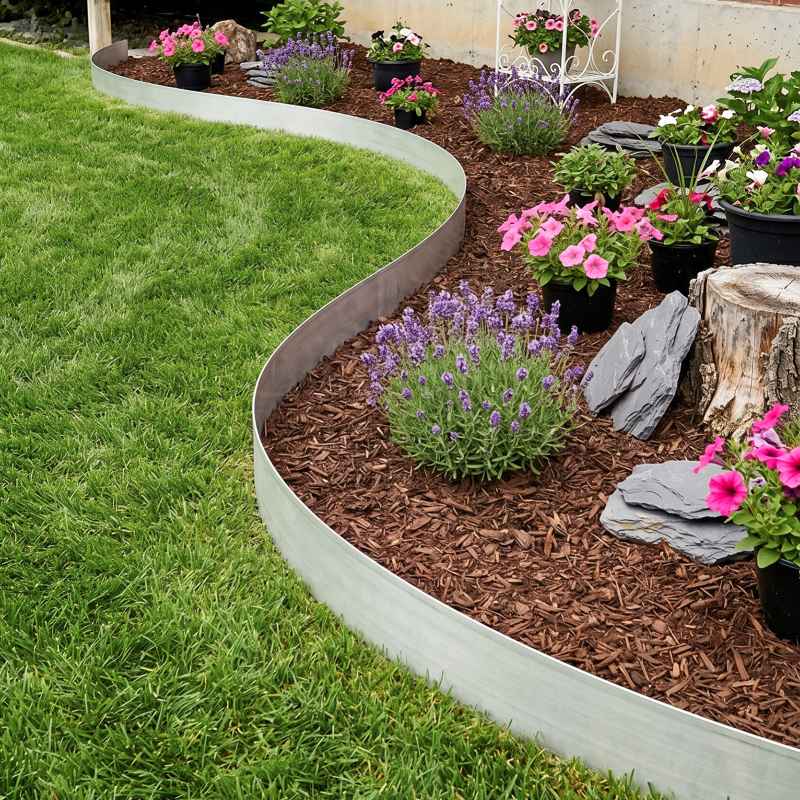 Living and Home 10m L x 14cm H Metal Garden Edging, Silver
