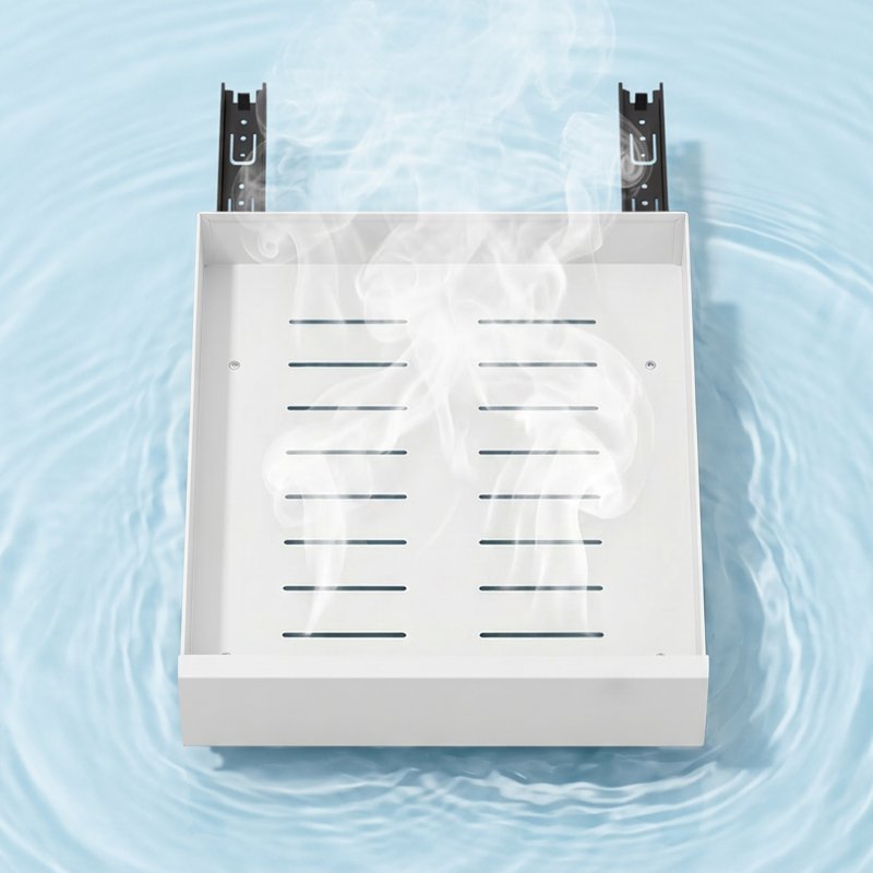 Living and Home White No Drill Pull Out Cabinet Organiser Drawer, 35cm (W) x 43cm (D) x 8cm (H)