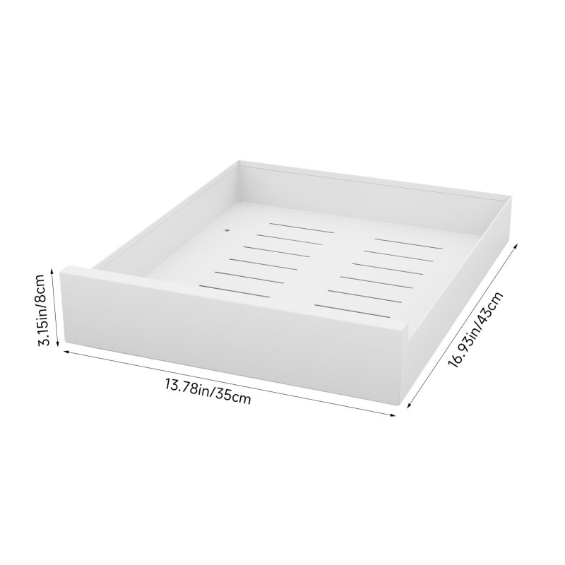 Living and Home White No Drill Pull Out Cabinet Organiser Drawer, 35cm (W) x 43cm (D) x 8cm (H)
