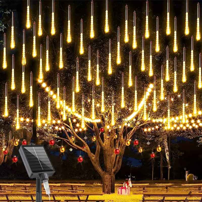 Living and Home Solar-Powered Meteor Shower String Lights with Remote Control