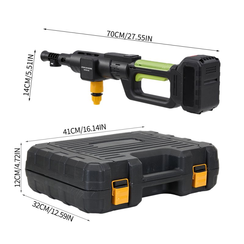 Living and Home 21V Cordless Handheld Pressure Washer Cleaner with 2 Batteries, Green+Black
