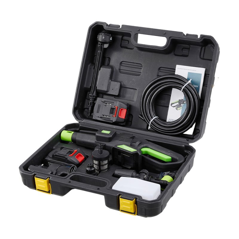 Living and Home 21V Cordless Handheld Pressure Washer Cleaner with 2 Batteries, Green+Black