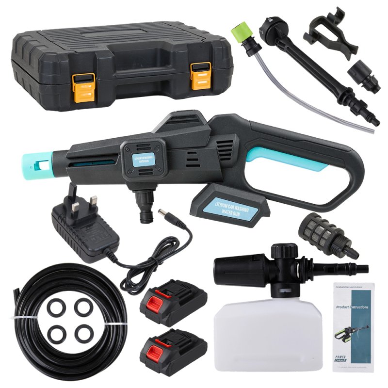 Living and Home 21V Cordless Handheld Pressure Washer Cleaner with 2 Batteries, Blue+Black