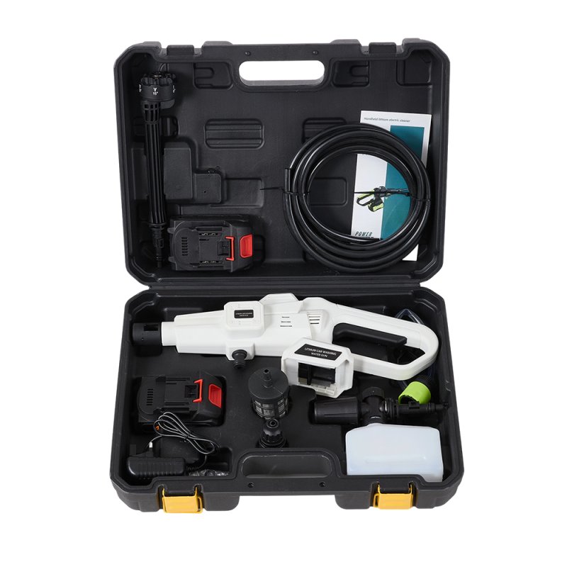 Living and Home 21V Cordless Handheld Pressure Washer Cleaner with 2 Batteries, White+Black