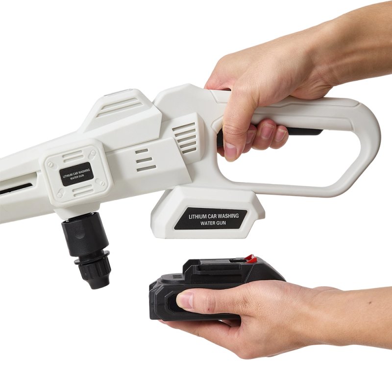 Living and Home 21V Cordless Handheld Pressure Washer Cleaner with 2 Batteries, White+Black