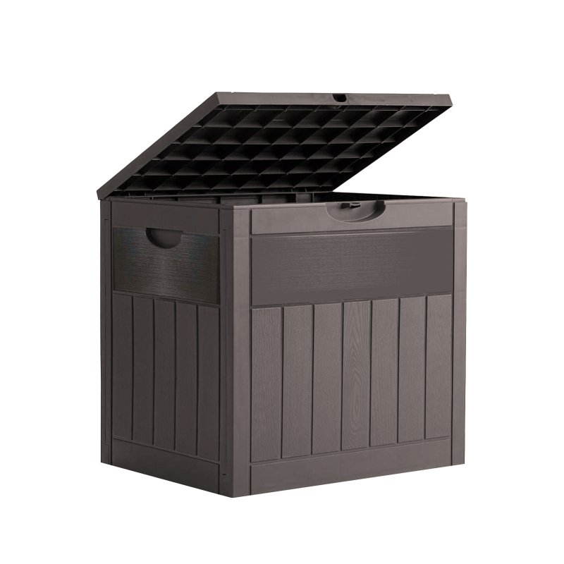 Living and Home 126L PP Garden Storage Box with Combination Padlock, Brown Wood Grain