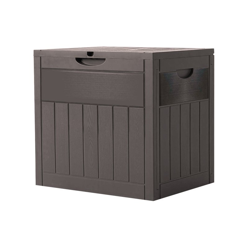 Living and Home 126L PP Garden Storage Box with Combination Padlock, Brown Wood Grain