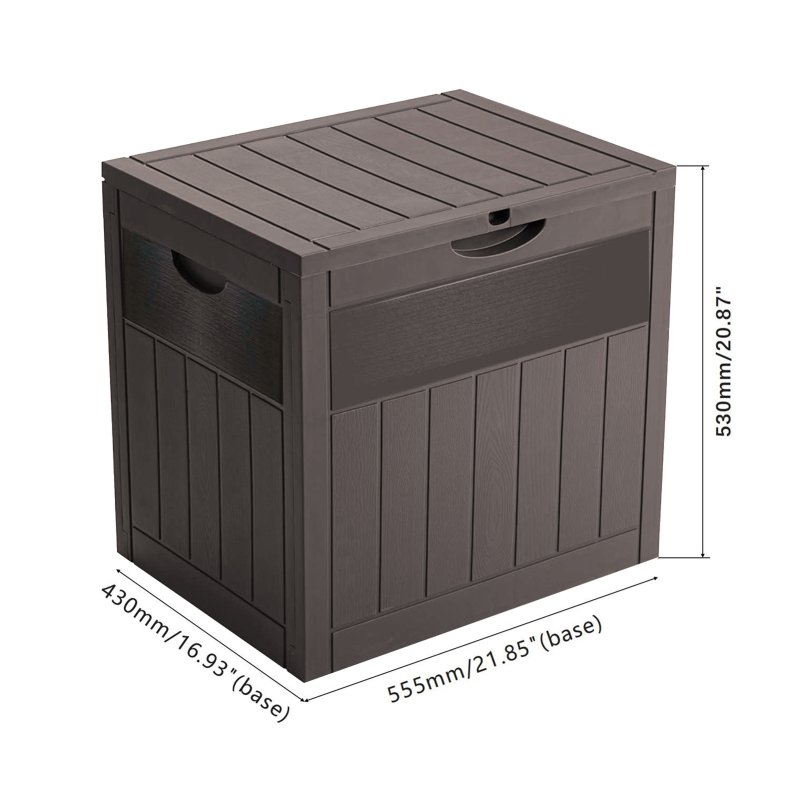 Living and Home 126L PP Garden Storage Box with Combination Padlock, Brown Wood Grain