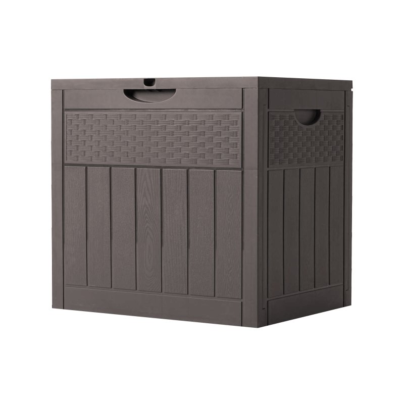 Living and Home 126L PP Garden Storage Box with Combination Padlock, Brown Rattan Texture
