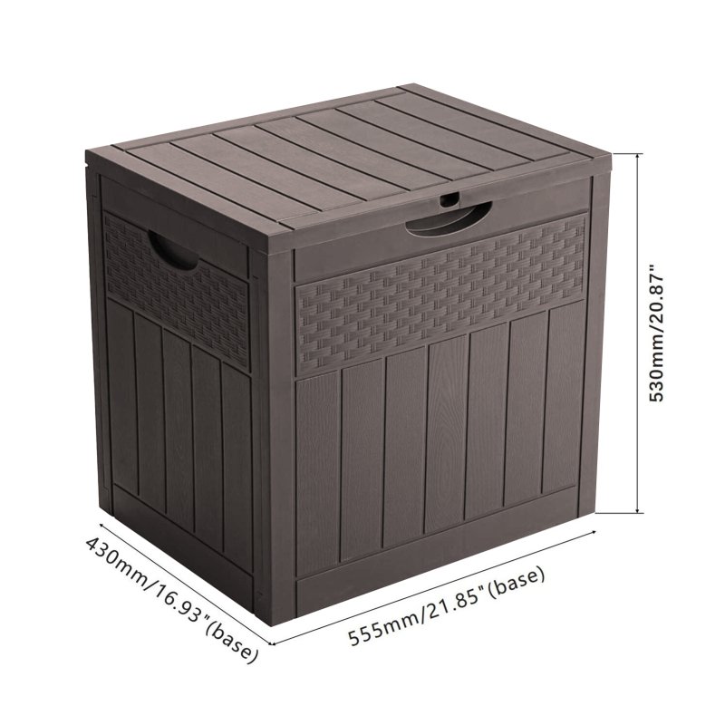 Living and Home 126L PP Garden Storage Box with Combination Padlock, Brown Rattan Texture