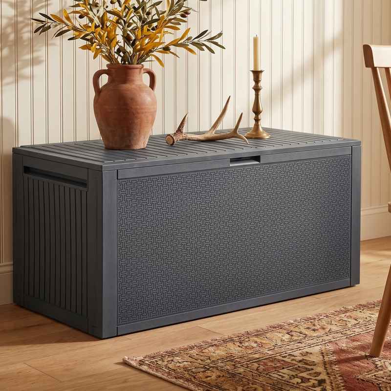 Living and Home 340L PP Garden Storage Box, Dark Grey