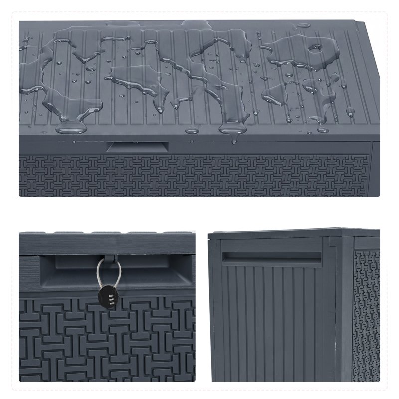 Living and Home 340L PP Garden Storage Box, Dark Grey