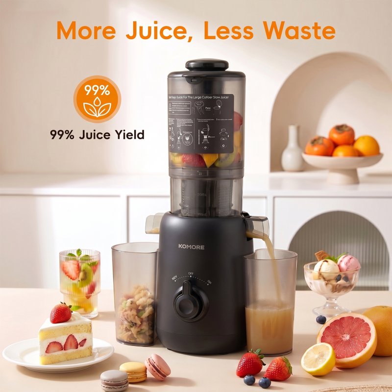 Living and Home 200W Cold Press Juicer Slow Masticating Machine