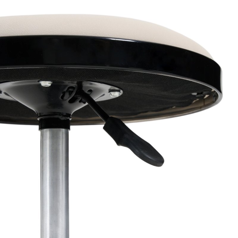 Living and Home Height-Adjustable PU Leather Round Salon Rolling Stool