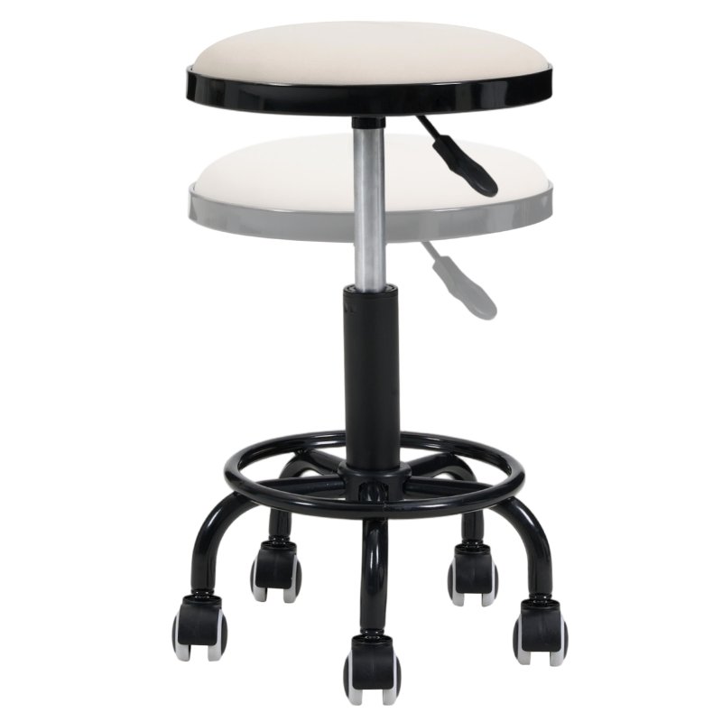 Living and Home Height-Adjustable PU Leather Round Salon Rolling Stool