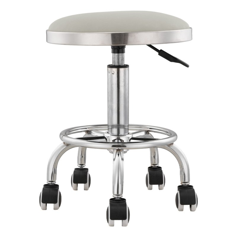 Living and Home Height-Adjustable PU Leather Round Salon Rolling Stool