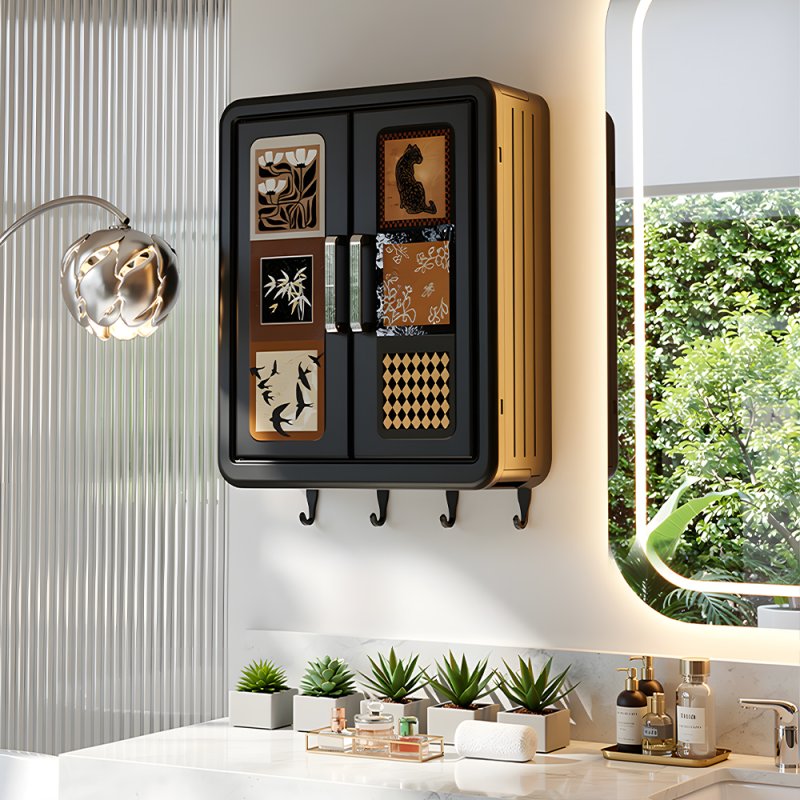 Living and Home Foldable Wall-Mounted Bathroom Storage Cabinet with Doors