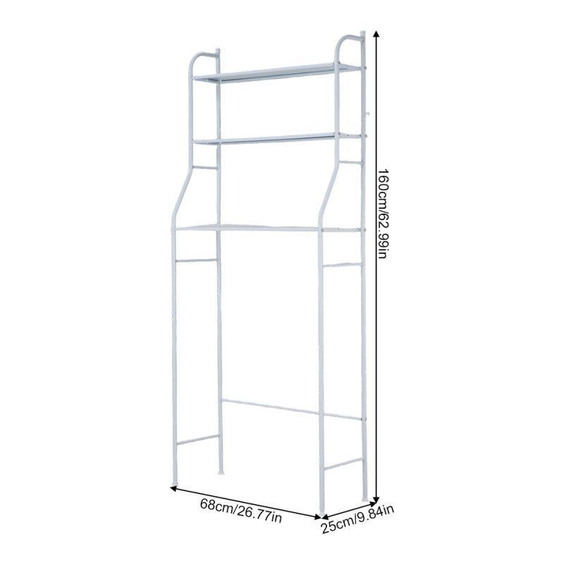 Living and Home 3-Tier Freestanding Over Toilet Storage Rack, 68cm W x 25cm D x 160cm H