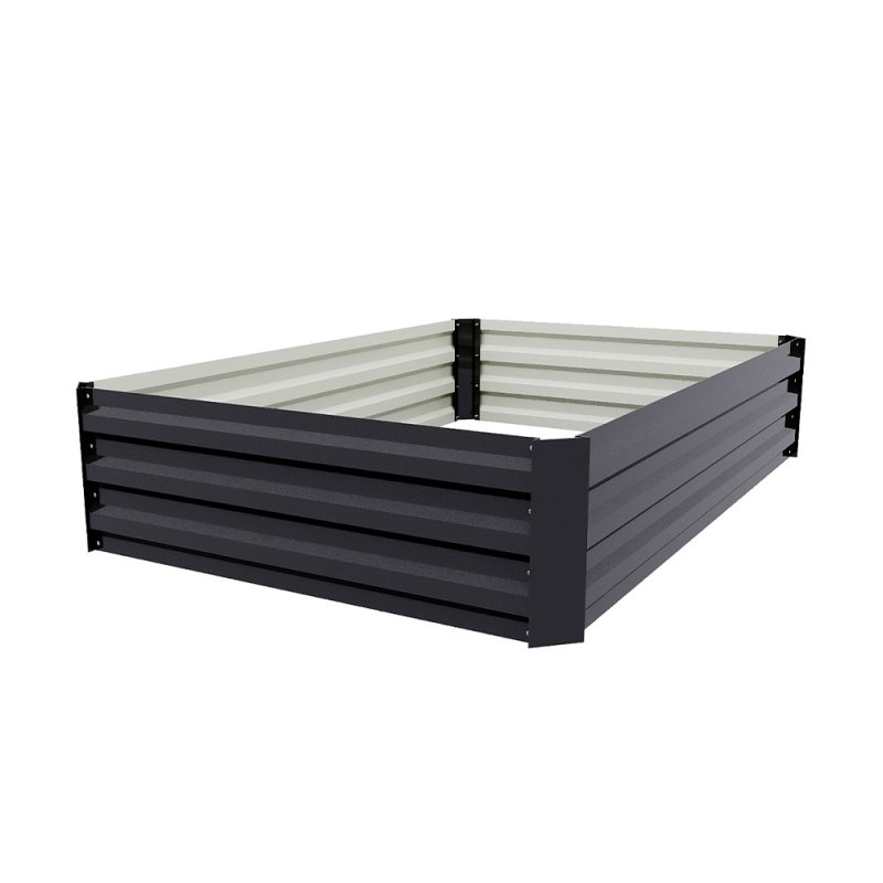 Living and Home Charcoal Black Rectangular Galvanised Steel Raised Garden Bed, 120cm W x 90cm D x 30cm H
