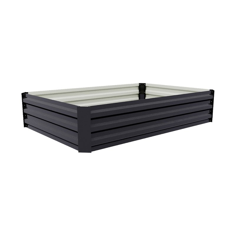 Living and Home Charcoal Black Rectangular Galvanised Steel Raised Garden Bed, 120cm W x 90cm D x 30cm H