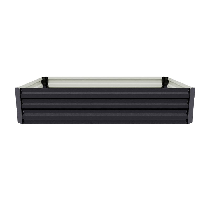 Living and Home Charcoal Black Rectangular Galvanised Steel Raised Garden Bed, 120cm W x 90cm D x 30cm H